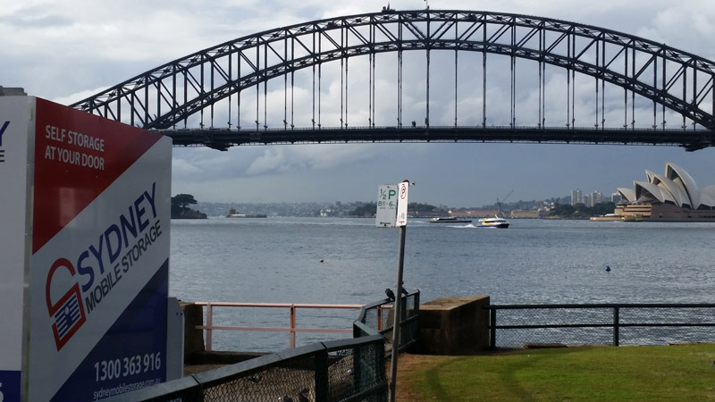 Mobile Storage Unit In Front Of The Sydney Harbor Bridge And Opera House